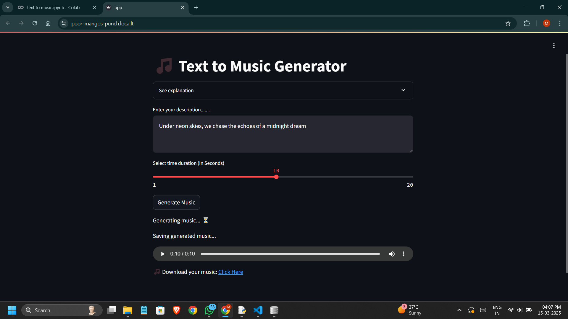 Text-to-Music Generator